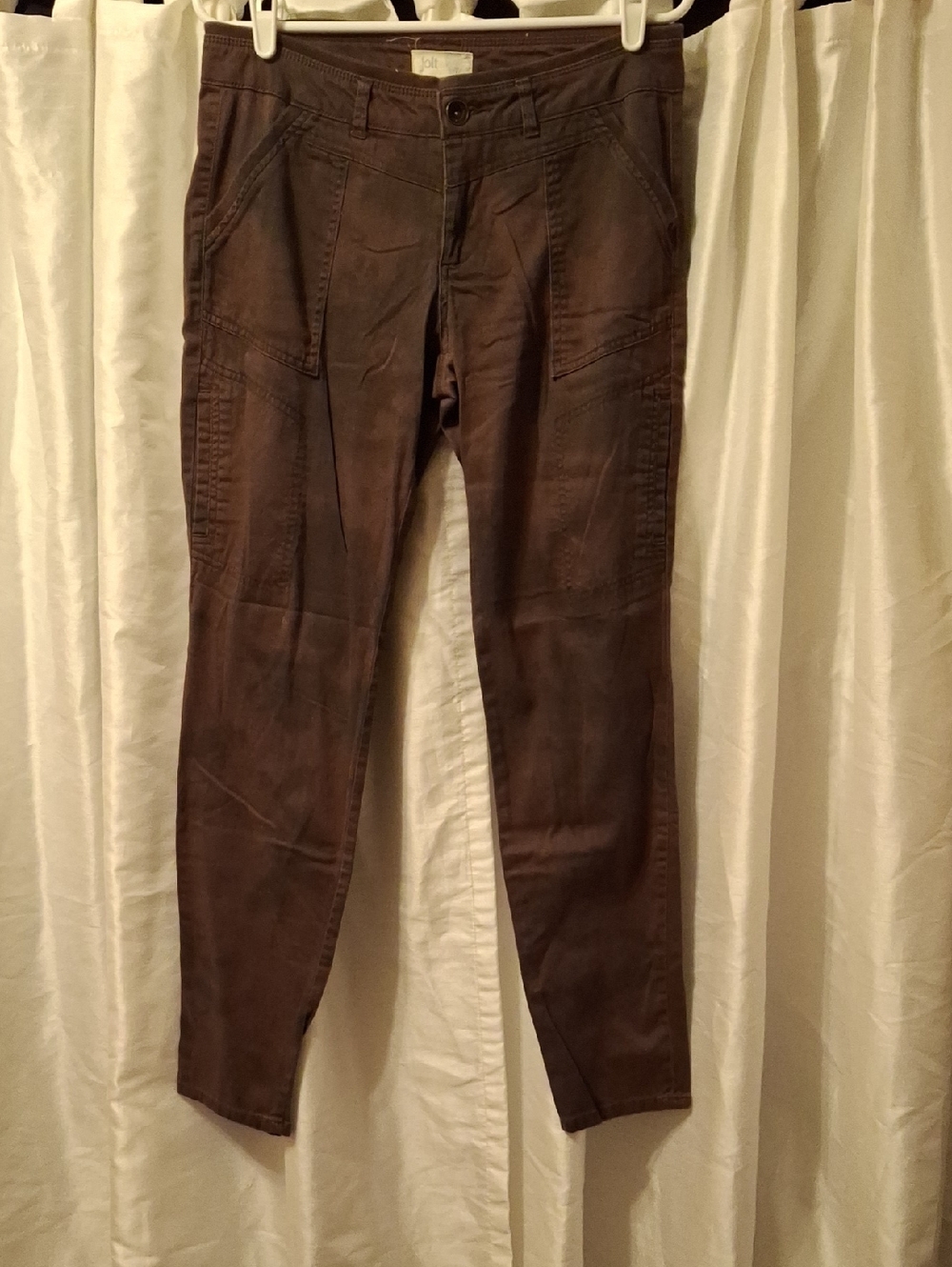 Jolt Dark Brown Casual Pants with Front Label